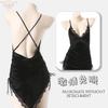Sexy Velvet Lingerie Deep V Showing Breasts Passion Seduction Pajamas Cross-strap Backless Pajamas