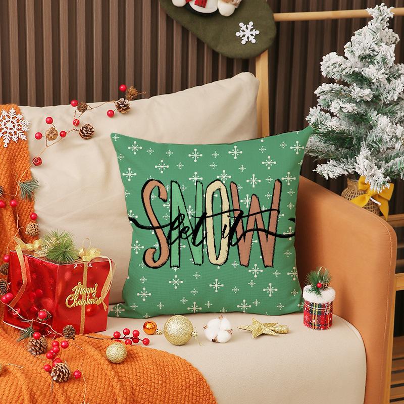 Christmas Pillow Cover Car Decoration Linen Print Pine Pillow Living Room Sofa Pillow Cushion