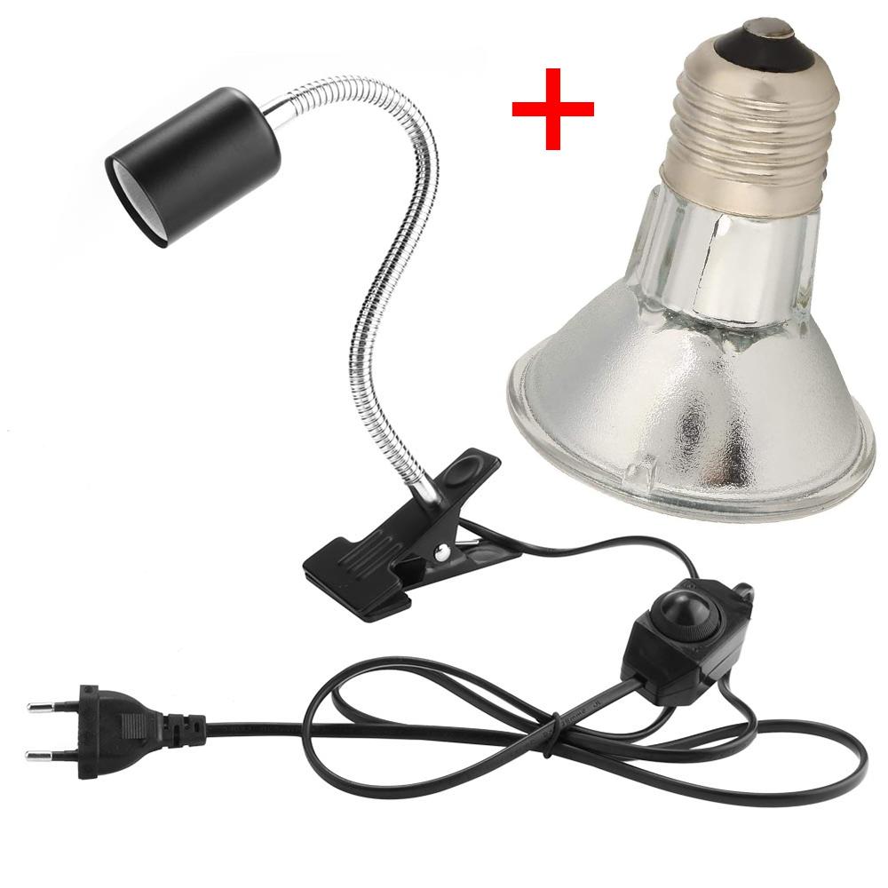 UVA+UVB Reptile Heat Lamp Holder 25/50/75W Full Spectrum Tortoise Light Blub