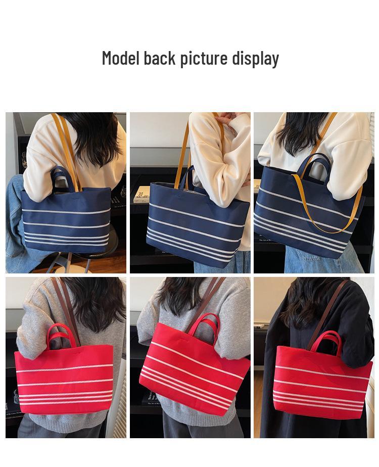 Women's Striped Canvas Shoulder Bag - 2025 Fashion Style, Original Design, Casual Crossbody Handbag