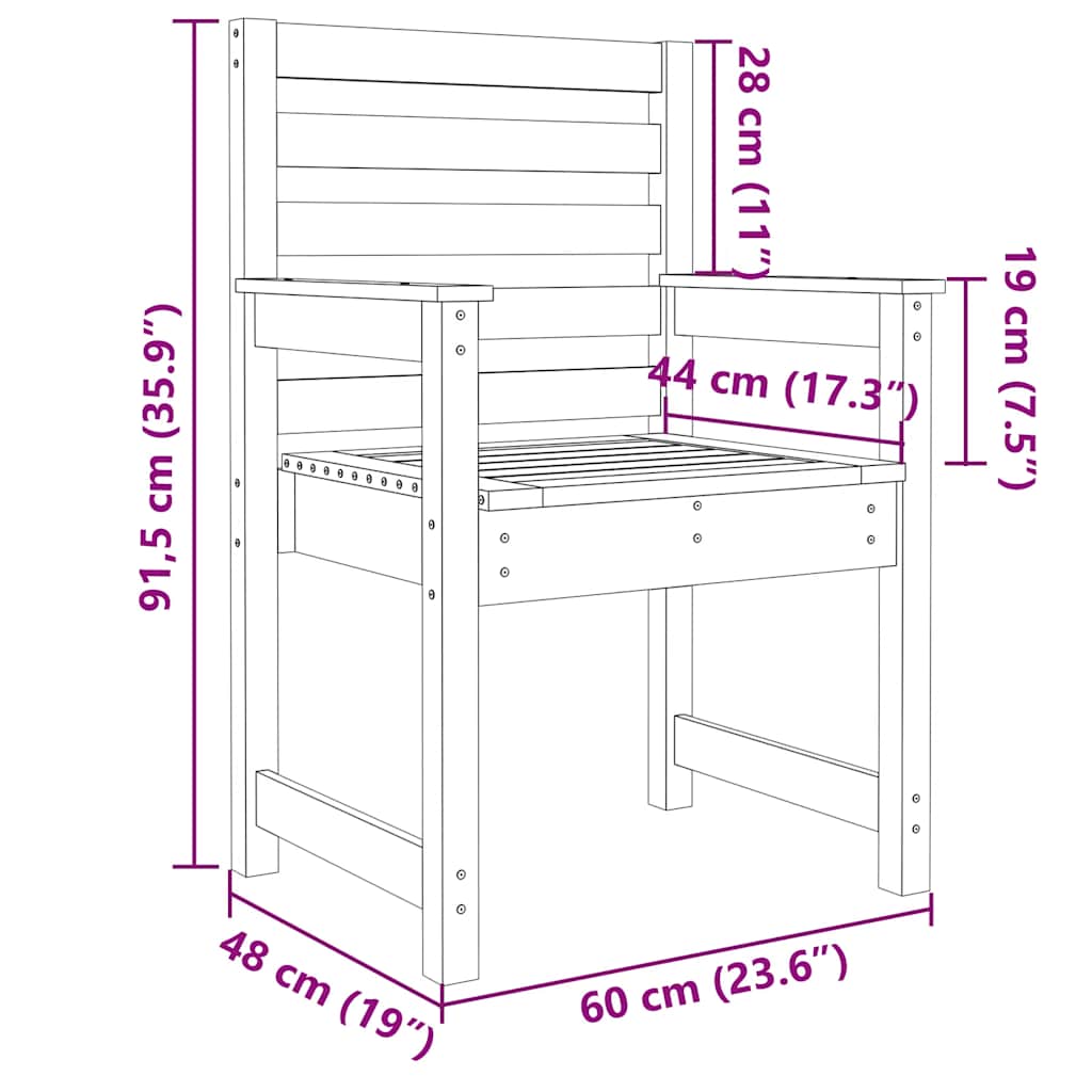 Garden Chairs 2 pcs White 60 x 48 x 91 cm Solid Pine Wood