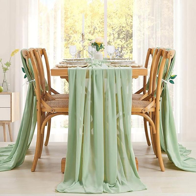 White Chiffon Table Runners Sheer Table Runner Wedding Arch Chair Sashes for Baby Shower Birthday Party Table Top Decoration