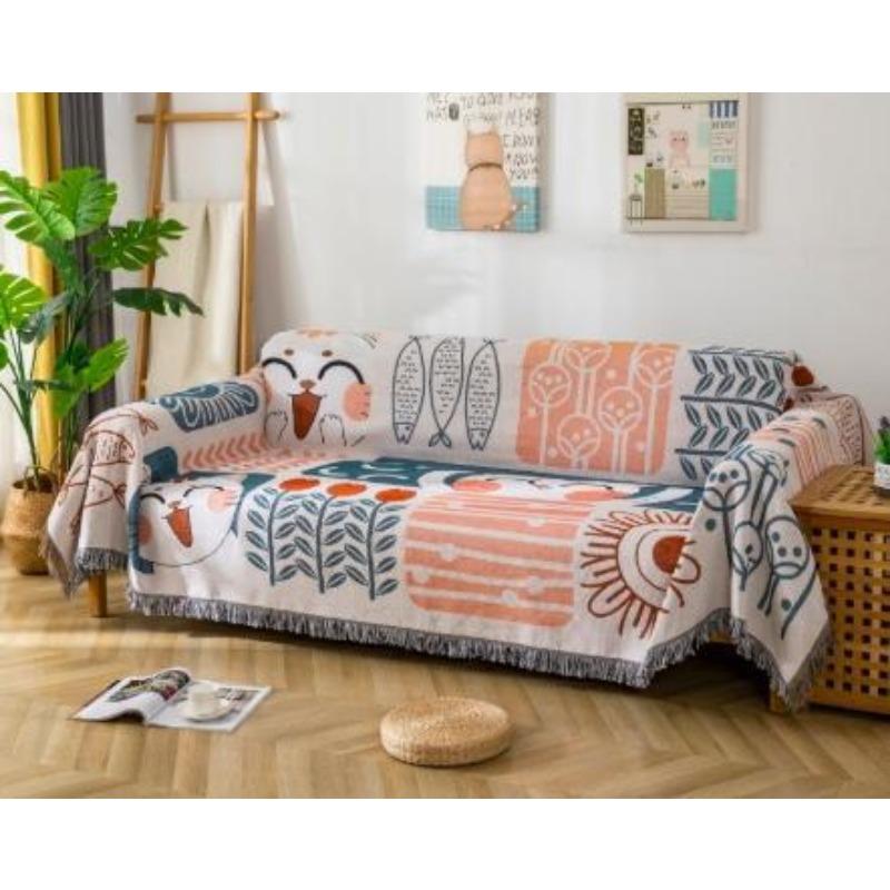 Toalha de sofá simples, preto e branco, papoula, girassol, casa de família, cobertor decorativo, tecido, gramado, tenda, tapete, pano