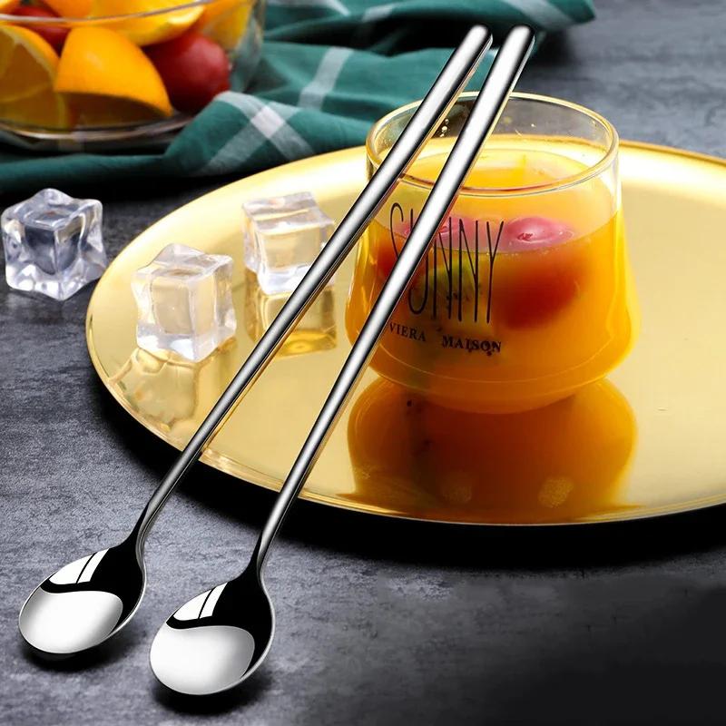 Stainless Steel Long Handled Spoon Long Spoon Teaspoon Coffee Stirring Spoon Ice Cream Honey Dessert Spoon Kitchen Tableware