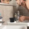 Linkidea Ceramic Shaving Mug with Knob Deep Size Wet Shaving Cup for Razor Shave Soap and Cream Bowl Handle, Men, (Black)