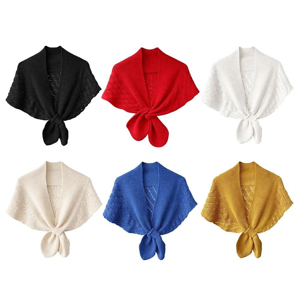 Knitted Cross Shawl Solid Color Fake Collar Cape Fashion Air-conditioning Outerwear  Summer