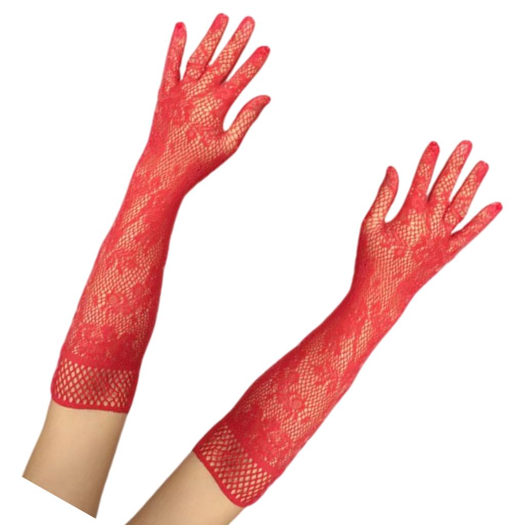 Elegant Breathable Lace Gloves For Women Soft Stretchable Nylon Arm Sleeves for Formal Event Evening Party Dresses