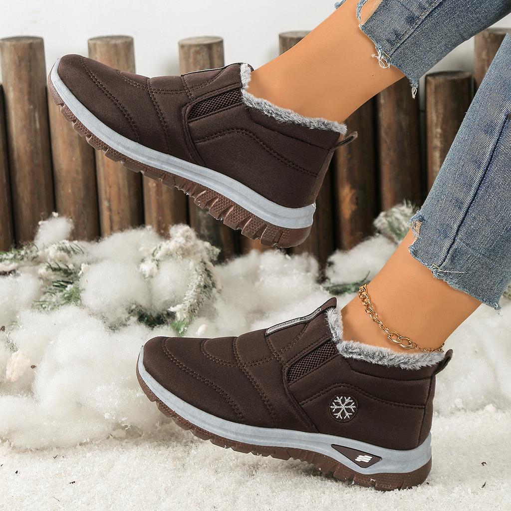 Women's Winter Boots Warm Shoes Round Toe Flat Shoes Solid Color Comfortable for Casual Boots