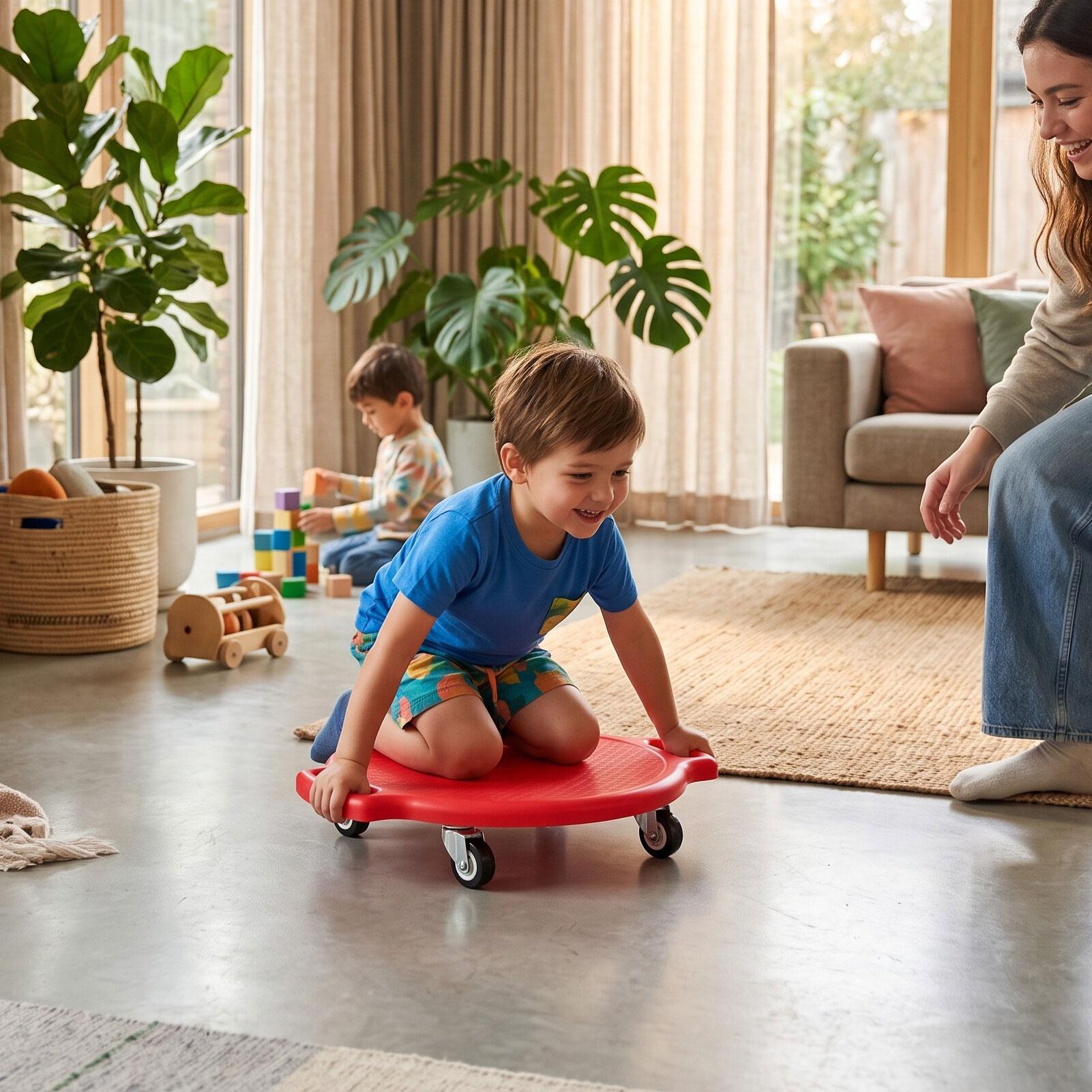 Sportstep Board met Handvat Rond Verdikt PP Vlakke Vloer Zittende Step Board 4 Wielen 220,5 lbs Laadvermogen