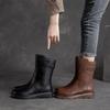 Botas Chelsea Masculinas de Couro Genuíno: Outono/Inverno com Solado Grosso, Meia-Canela, Forrado a Veludo, Estilo Western Casual