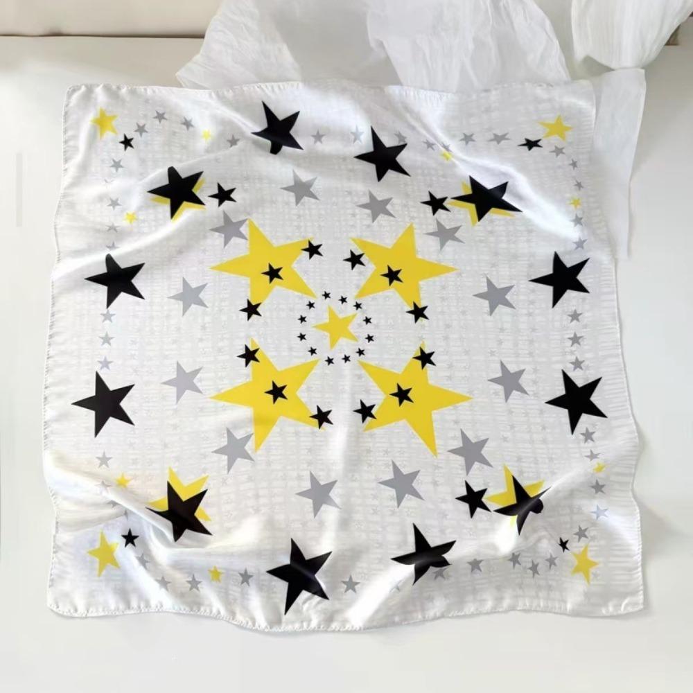 Geometric Shape Small Square Scarf Y2K Leopard Print Silk Scarf Star Print Scarf  Scarf Accessories Style 4