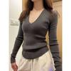 Neck Thin Pit Strip Basic Top Slim Knitted Sweater Women's Autumn and Winter New Solid Color Bottoming Sweater