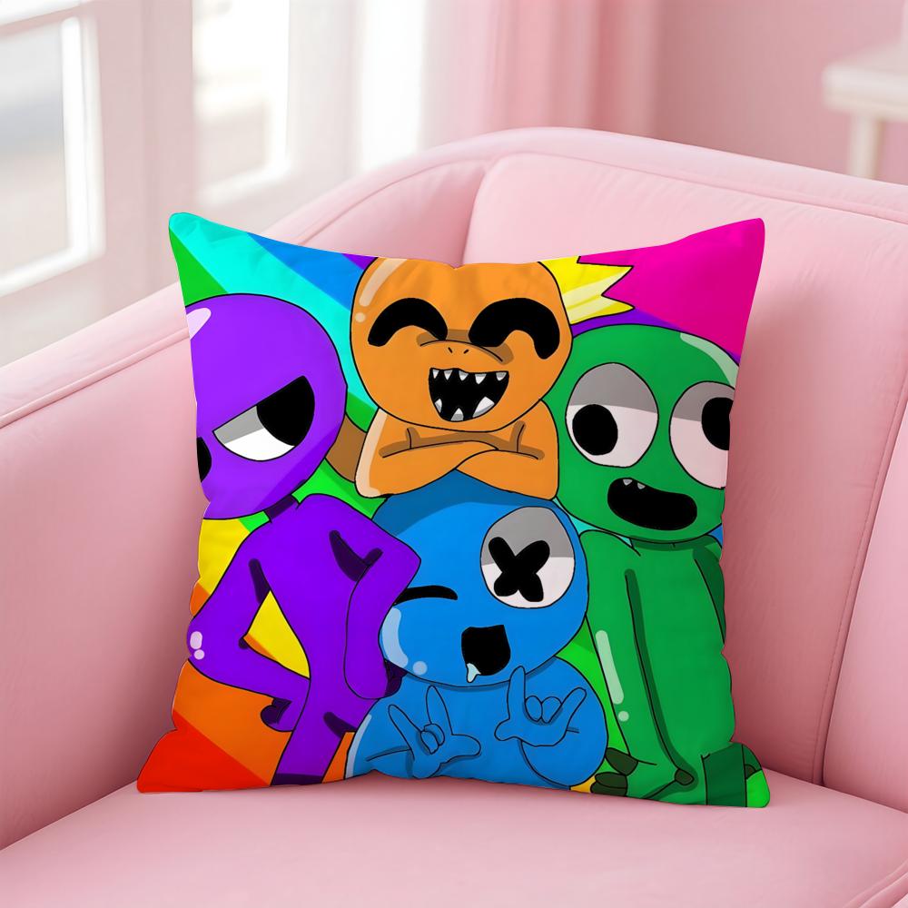 anime Rainbow Friends Cushion Cover Comfortable Reversible Pillow Cover Ideal for Car Sofa Bedroom & Beyond