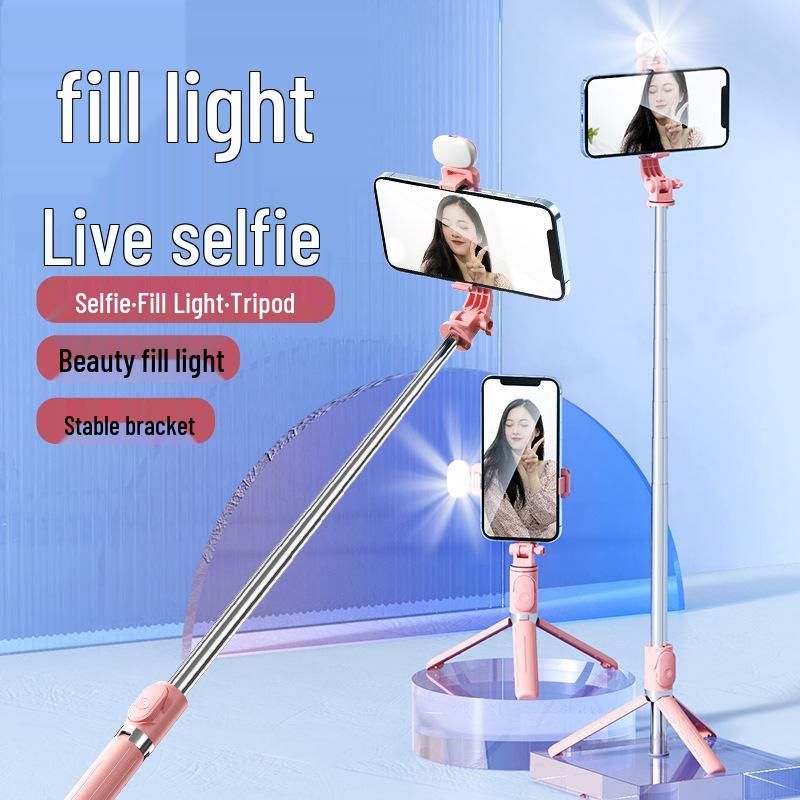 Portable Tripod & Selfie Stick with Universal Phone Holder for Live Streaming and Travel