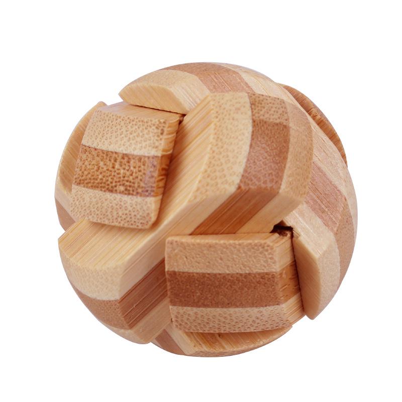 Kongming Wooden Puzzle Toy - Bamboo Luban Octagonal and Square Puzzle for Kids and Adults