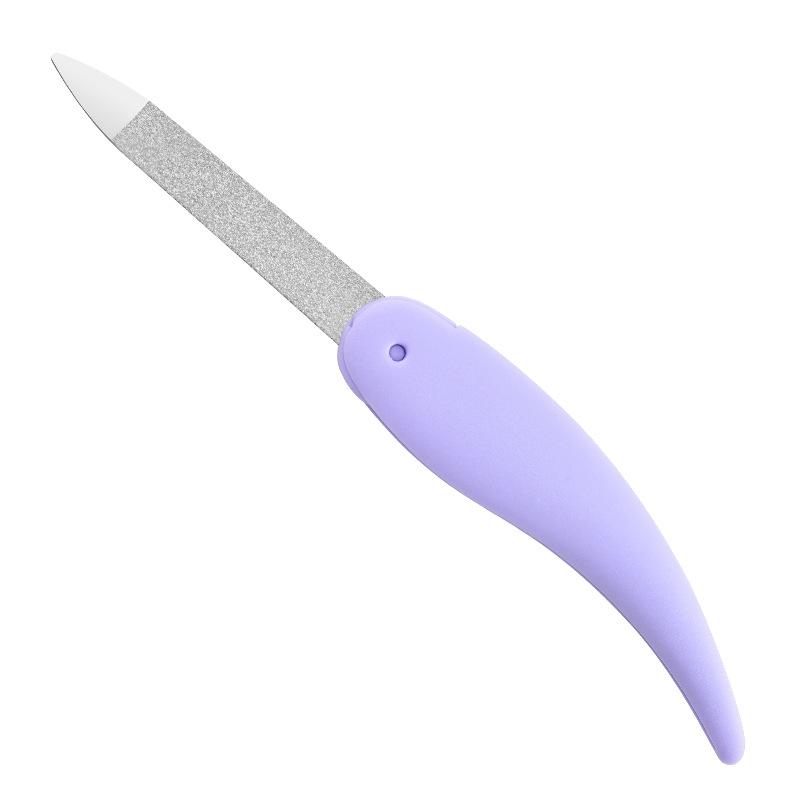 

Двусторонняя складная пилка для ногтей из нержавеющей стали с перцем чили и инструмент для полировки фиолетовый