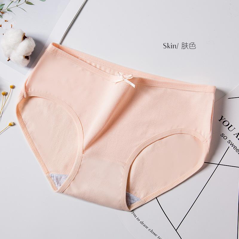 English standard Morandi color girl mid-waist cotton cute women's underwear student seamless bow briefs