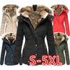 New Winter Warm Fur Collar Cotton Coat Women's Zipper Long-sleeved Slim Cotton Coat Hooded Coat
