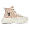 MLB Chunky High Canvas Fashion Shock Absorption Non-Slip Wear-Resistant High-Top Dad Shoes Unisex Sneakers Dark-Beige 3ASHULM2N-50BGD