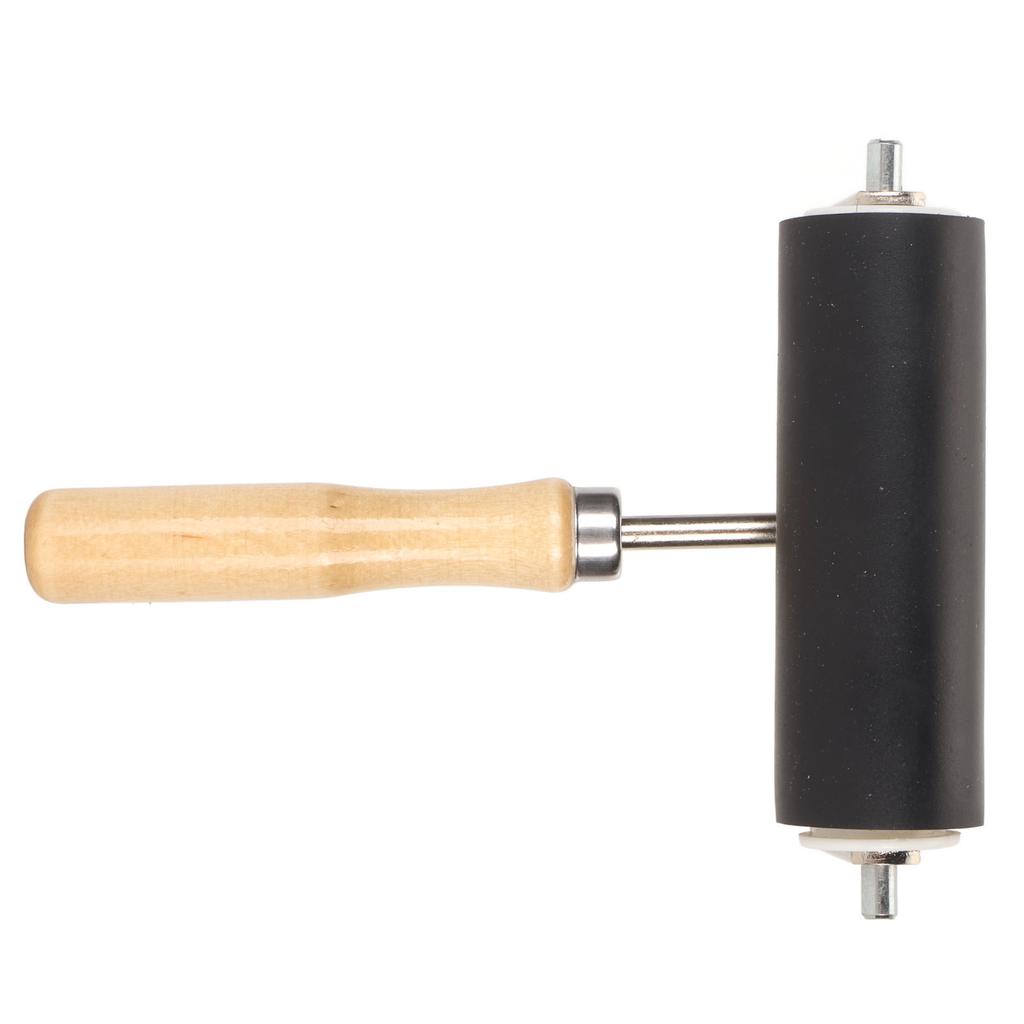 Rubber Brayer Roller 3.9in Wide Wooden Handle Anti Slip Metal Frame Ink Roller for Printmaking Stamping Wallpaper