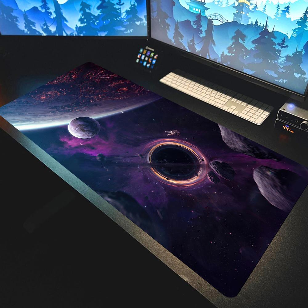 Mouse Pad Galáxia Estrelada HD Grande Computador Escritório Jogo Tapetes de Mesa XXL Borracha Antiderrapante HD Teclado Mousepads Universo Tapete de Mesa