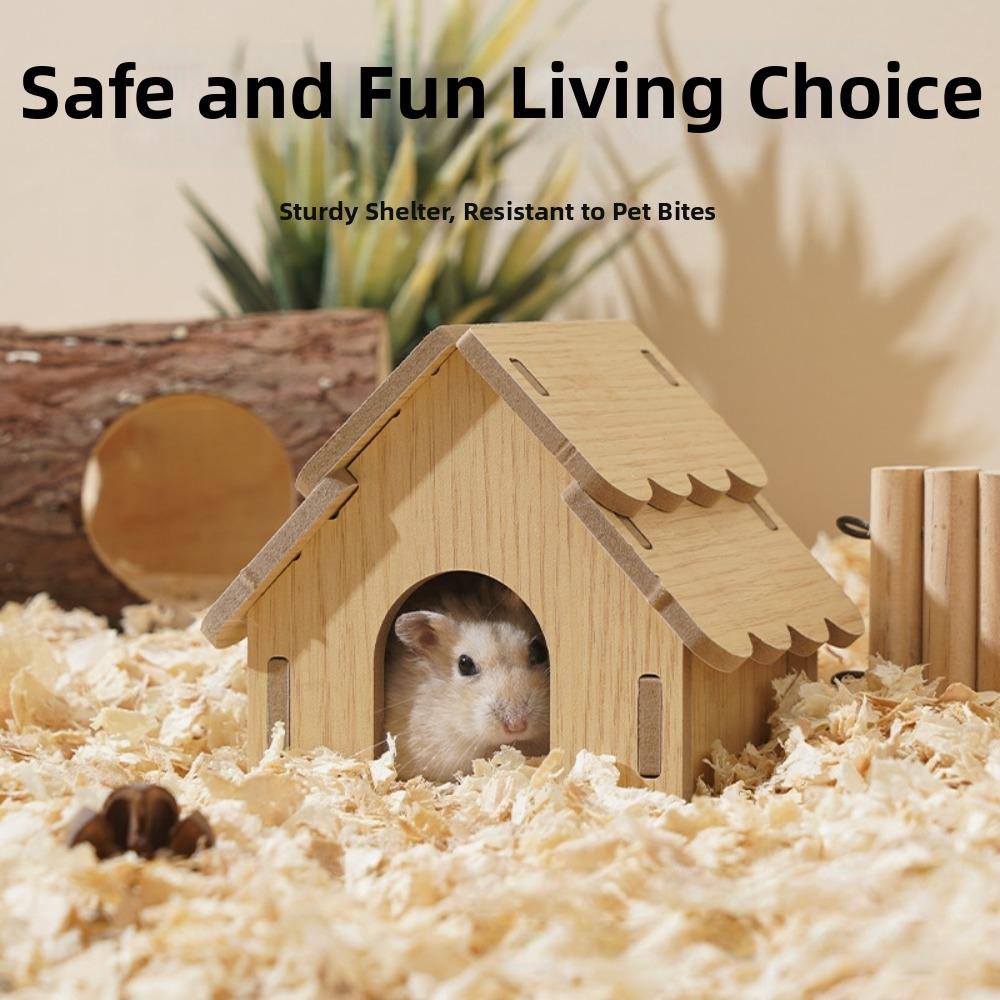 Natural Wooden Hamster House Durable Cage Decor New Small Pets Hideaway for Chinchilla