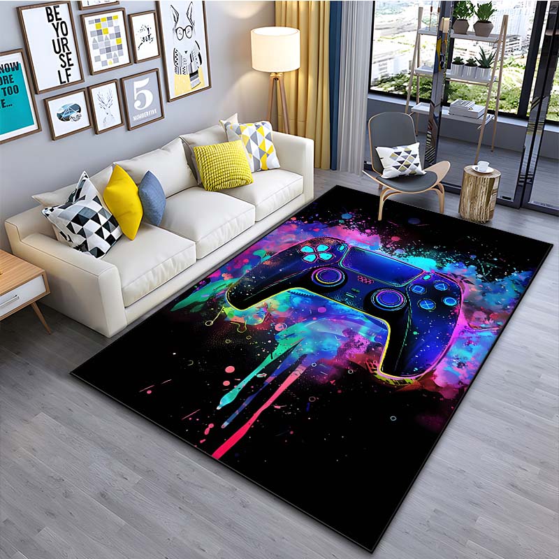 Modern Colorful Gaming Themed Print Rug for Living Room Bedroom Bedside Bathroom Floor Mat Home Area Rug Carpets Room Decor Gift