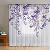 2Pcs Christmas Purple Ribbon Sheer Curtains With Pole Bag Design, Privacy Protection, Suitable For Decoration In Various Scenes