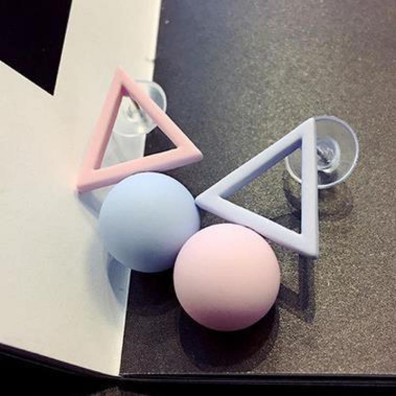 Asymmetry 1 Pair Triangle Different Candy Women's Earrings Korean Earrings Jewelry Crystal Earrings Brincos