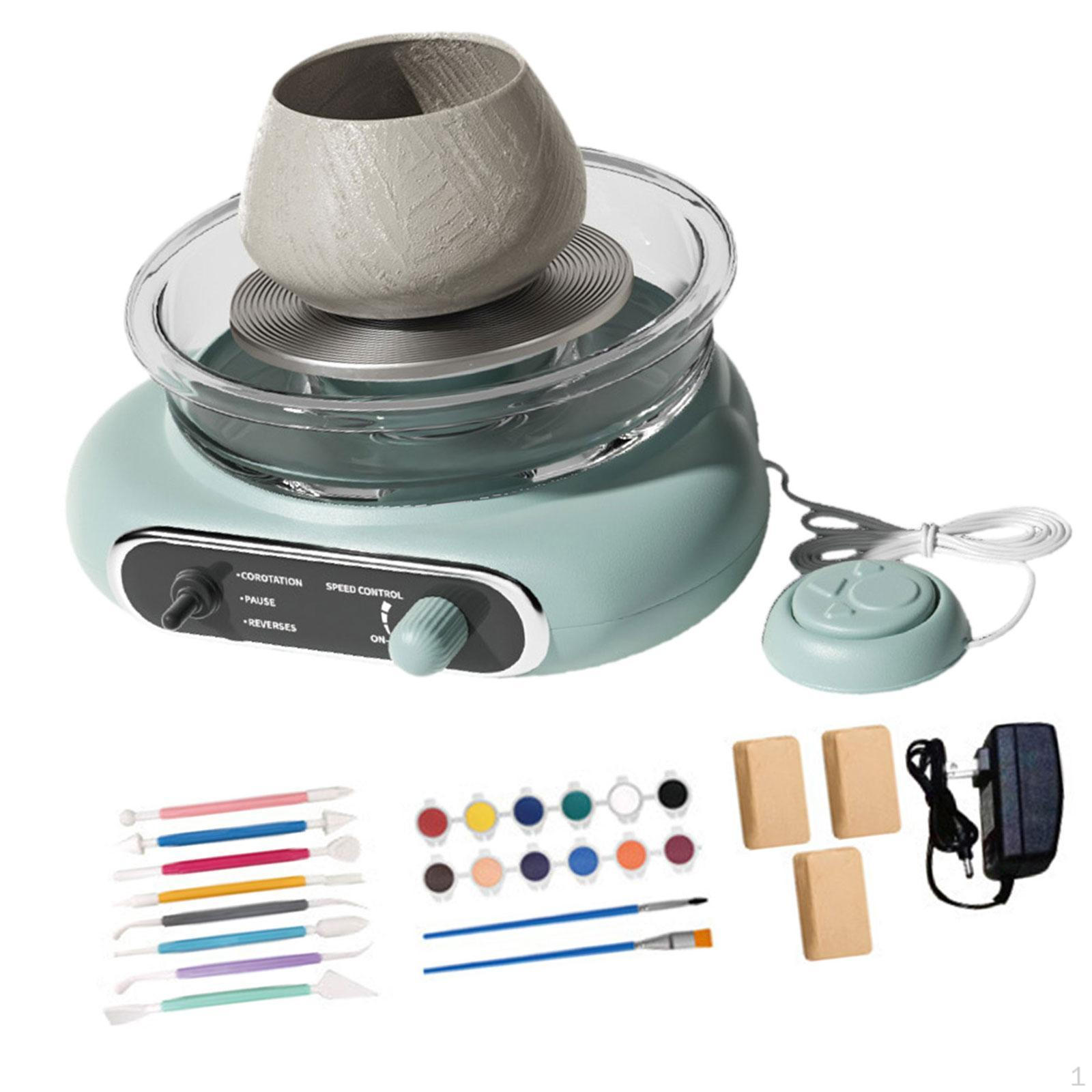 

Компактный гончарный круг со съемной чашей и инструментами для лепки для всех возрастов зелёный