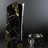 PlayVital Skins for the New PS5 Slim (Disc Version), PS5 Controller, PS5 Headset, Charging Station, and Remote Control [Black & Gold Marble Effect]