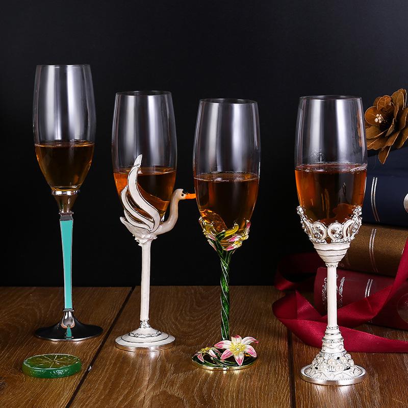 Elegant Enamel Crystal Champagne Flute Set - High-Stem Sparkling Wine Glasses, Perfect for Home or Bar Gifts