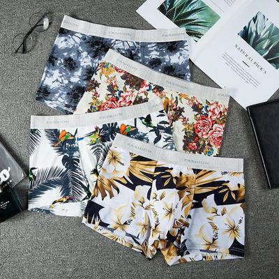 Summer Trend Men's Ice Silk Boxer Briefs - Breathable, Comfortable, Antibacterial, Printed Underwear Shorts
