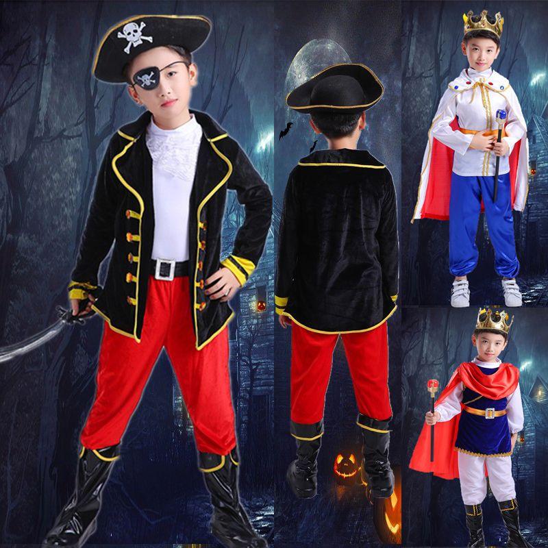 Costume Pirate Kids Boys Buccaneer Prince Cosplay Halloween King Clothes