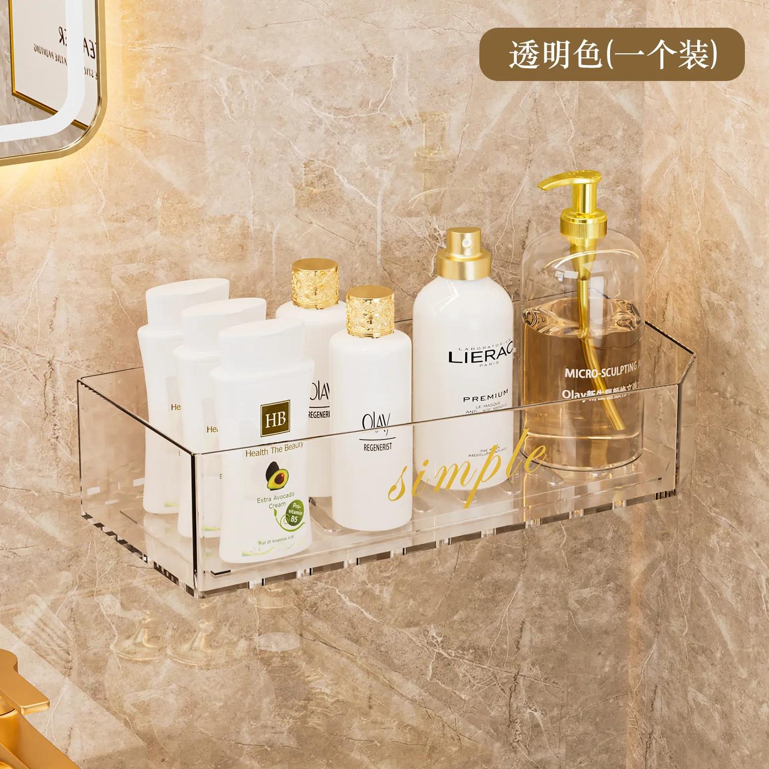 

PS Минималистичная прозрачная полка для хранения в ванной, Настенная полка для хранения без перфорации, Многофункциональная и большой вместимости Dr