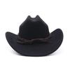 European, American Autumn and Winter Versatile Fashion Woolen Top Hat Men and Women Bead Accessories Top Hat Black Western Cowboy Hat