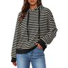 Women's Striped Hooded Sports Casual T-shirt Sweatshirt