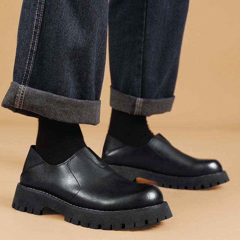 Fashion Men's handmade sewn shoes Luxury high-quality genuine leather Daily office outdoor leisure party walking Thick bottom shoes