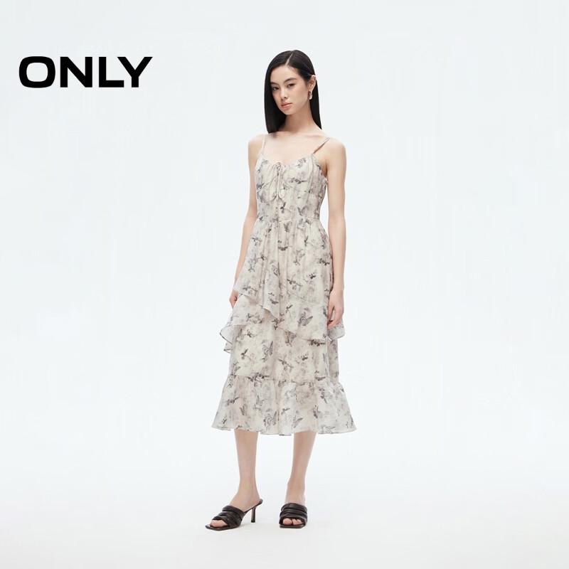 ONLY 2025 Spring Elegant Ruffle Trim V-Neck Maxi Dress M