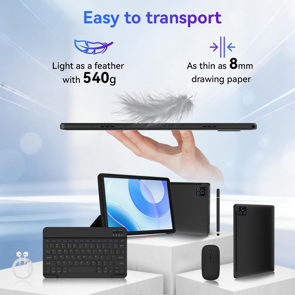 Android 16 Tablet, 10,1 Inch, 30 GB RAM + 128 GB ROM, Met Toetsenbord, Muis En Stylus