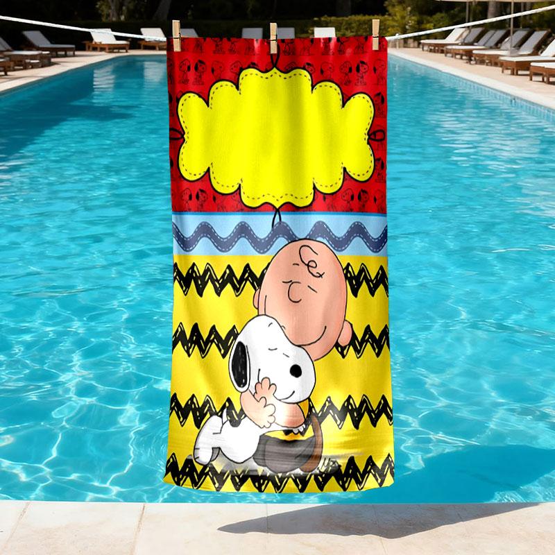 Snoopy Print Beach Towel Design, Soft, Lightweight. for Home Bathroom, Spa, Pool, Yoga, Surfing, Camping, Gift for Family, Friend