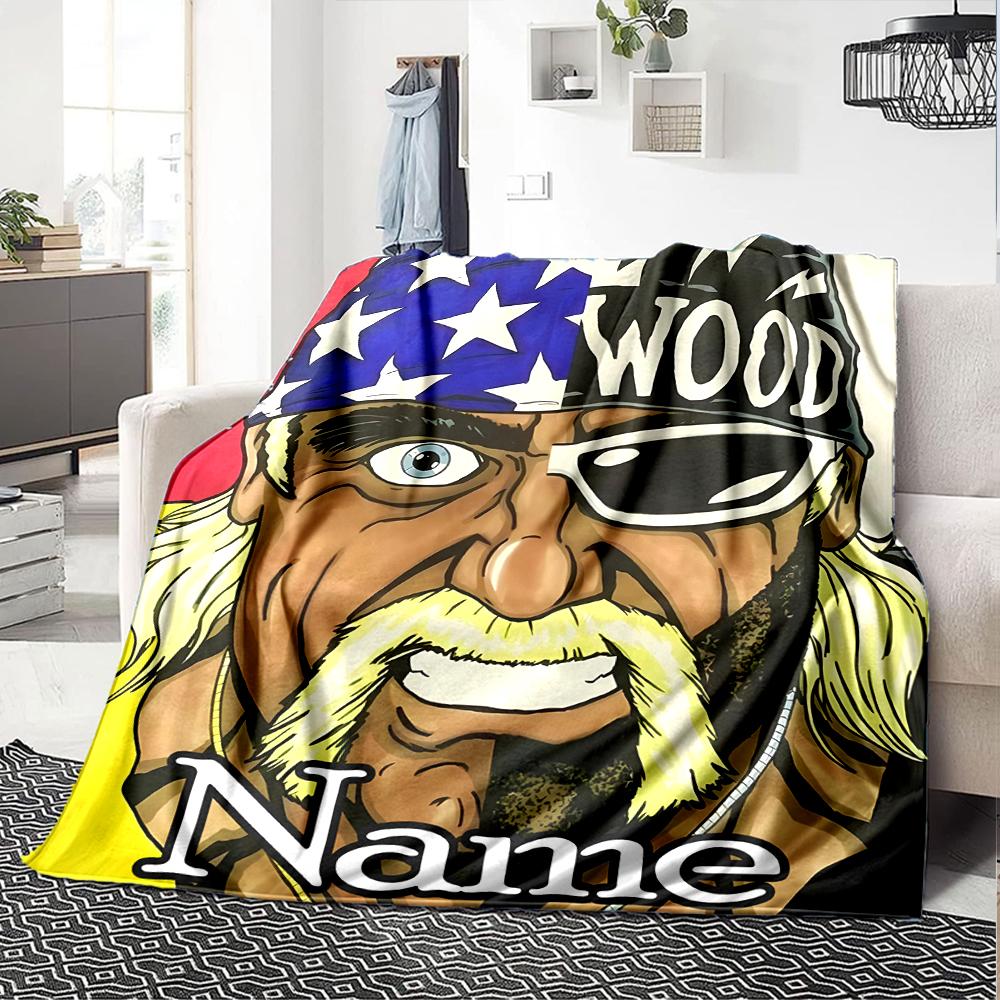 Customiz Name Personality Hulk Hogan  Blanket Soft &Warm Sofa Office Bed Travel Lunch Break Blanket, Gift Suitable All Seasons