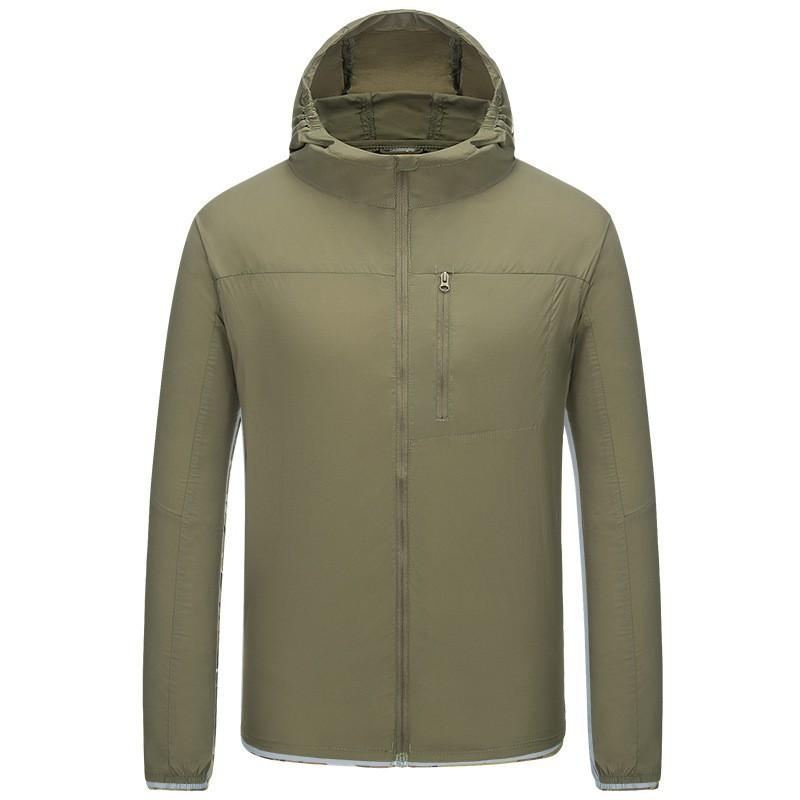 

Outdoor Skin Clothing Men s Hooded Sunblock Breathable Waterproof Light Anti-UV L зелений