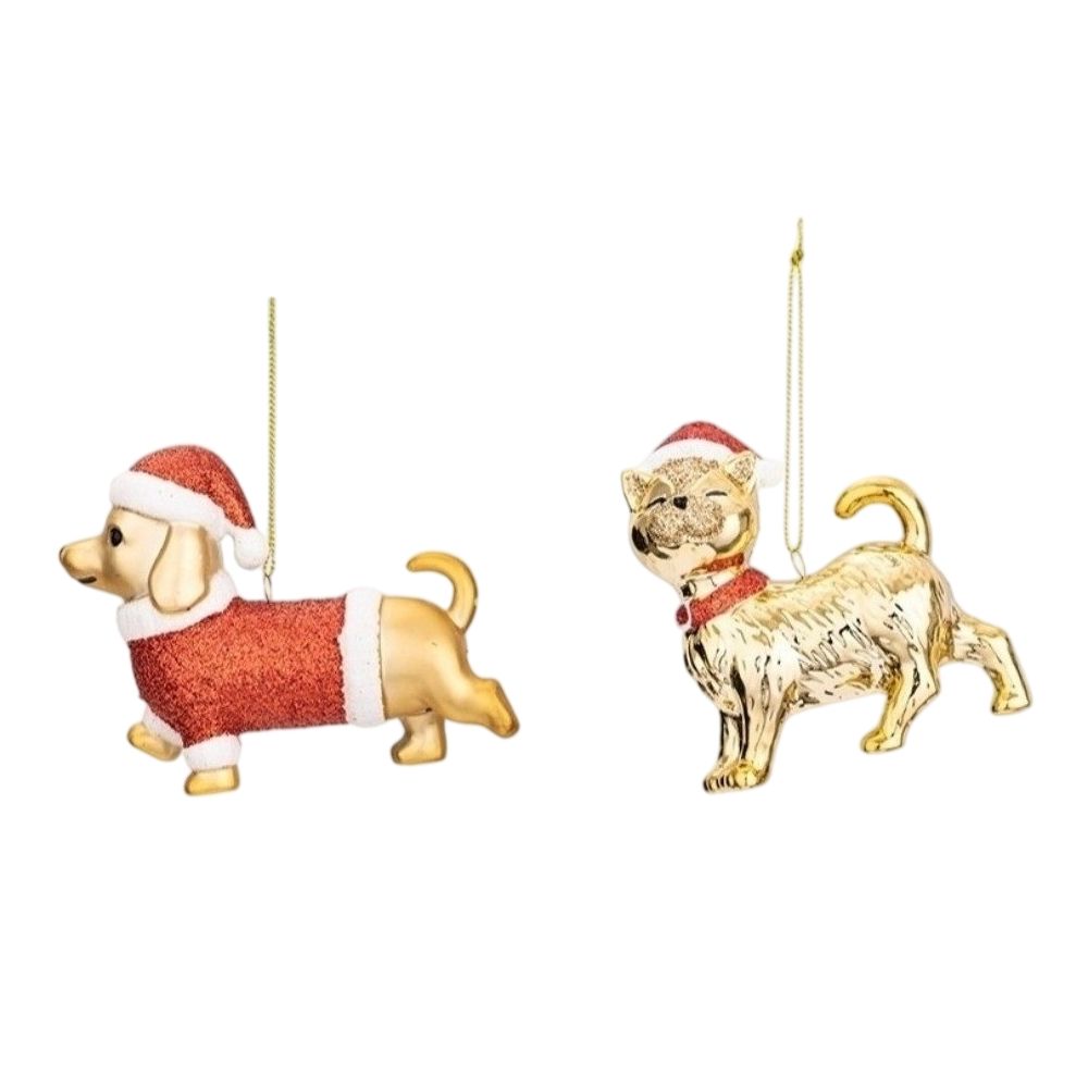 Plastic Christmas Cat Dog Pendant Kitten Christmas Hanging Cute Xmas Ornaments Bedroom
