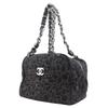 CHANEL Camelia Tote Bag ChainShoulder black Suede Women Used