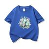 Kids Cotton T Shirt Mint Butterfly With Purple Flowers Print Crew Neck Short Sleeve Tee Casual Boys Girls Summer Tops