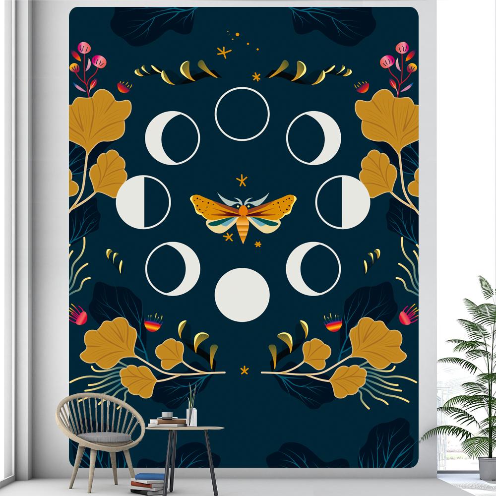 Boho Dekor Duvar Asılı Mandala Kelebek Bitki Çiçek Psychedelic Sahne Ev Dekor Sanat Goblen