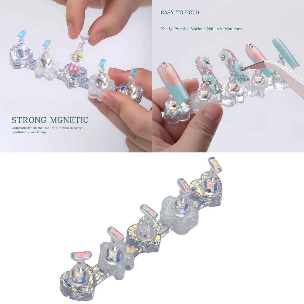 Resin Nail Art Practice Stands Magnetic Nail Tips Holders Training Fingernail Display Stands DIY Nail Crystal Holders