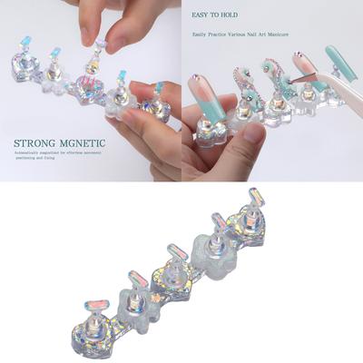 Suportes de Prática para Nail Art em Resina Suportes Magnéticos para Pontas de Unha Suportes de Exibição para Treinamento de Unhas de Dedo Suportes de Cristal para Unhas DIY