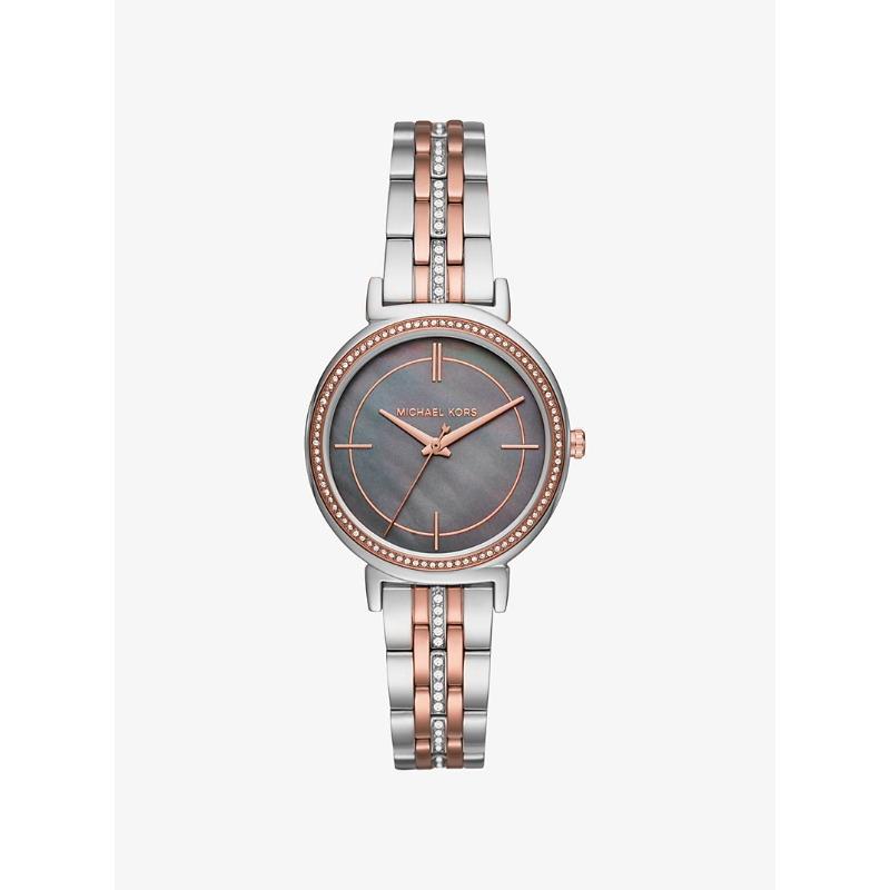 Двухцветные часы Michael Kors Cinthia с паве MK3642 серебряный
